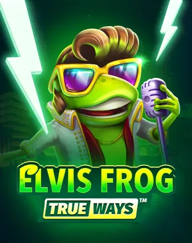 Elvis Frog Trueways için özgün tanıtım görseli: slot oyunu düzenini soyut geometrik desenle gösterir.