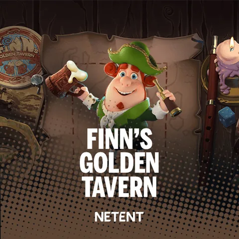 Finn's Golden Tavern için özgün tanıtım görseli: slot oyunu düzenini soyut geometrik desenle gösterir.