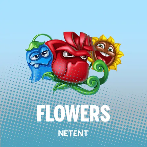 Flowers için özgün tanıtım görseli: slot oyunu düzenini soyut geometrik desenle gösterir.
