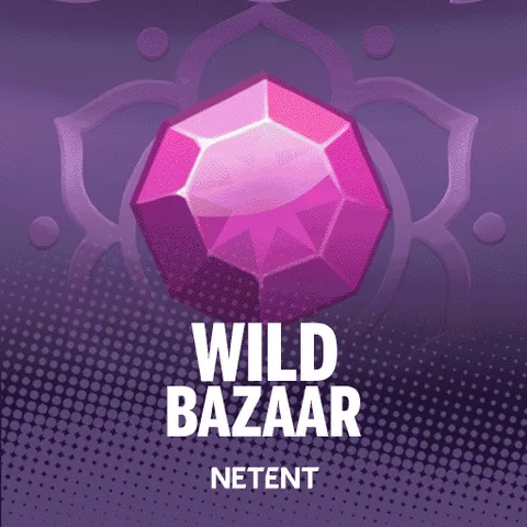 Wild Bazaar için özgün tanıtım görseli: slot oyunu düzenini soyut geometrik desenle gösterir.