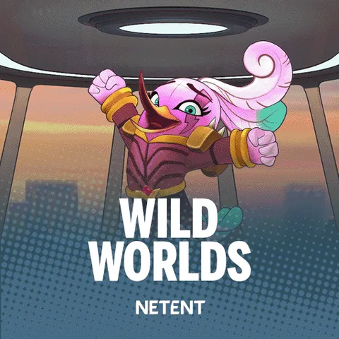 Wild Worlds için özgün tanıtım görseli: slot oyunu düzenini soyut geometrik desenle gösterir.