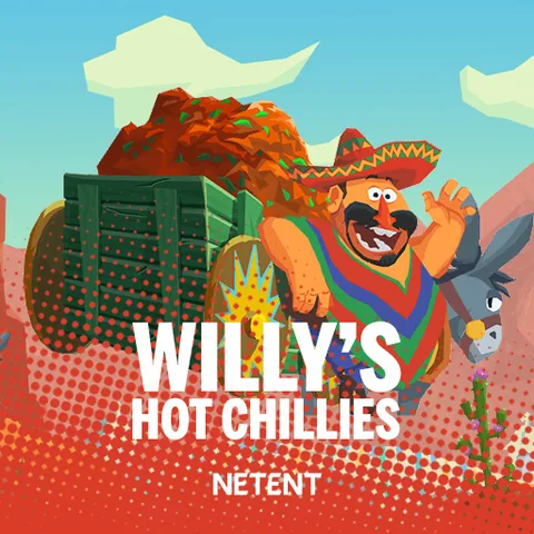 Willys Hot Chillies için özgün tanıtım görseli: slot oyunu düzenini soyut geometrik desenle gösterir.