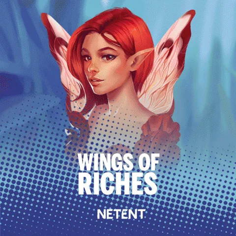 Wings Of Riches için özgün tanıtım görseli: slot oyunu düzenini soyut geometrik desenle gösterir.